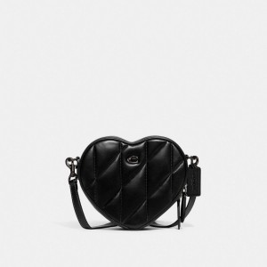Coach Heart Crossbody Bag With Quilting Bleu Grise Noir | COH864965