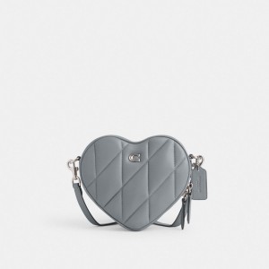 Coach Heart Crossbody Bag With Quilting Argent Grise Bleu | COH864777