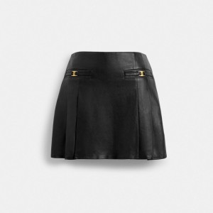 Coach Heritage C Leather Mini Skirt Noir | COH866029