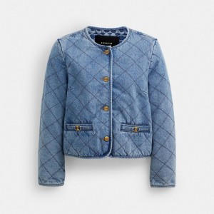 Coach Heritage C Quilted Denim Jacket In Organic Cotton Bleu | COH865920