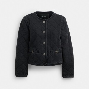 Coach Heritage C Quilted Denim Jacket In Organic Cotton Noir | COH865940