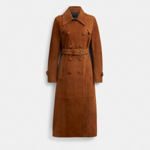 Coach Heritage C Suede Trench Coat Marron | COH865931