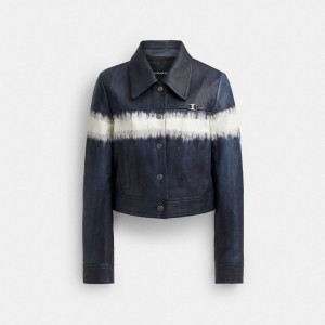 Coach Heritage C Tie Dye Shrunken Jacket Bleu Multicolore | COH865944