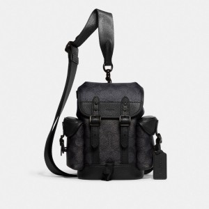 Coach Hitch Backpack 13 In Signature Canvas Grise | COH866492