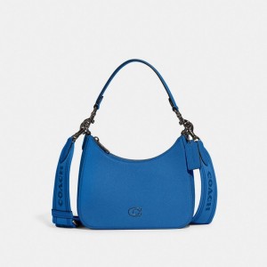 Coach Hobo Crossbody Bag With Signature Canvas Bleu | COH866563