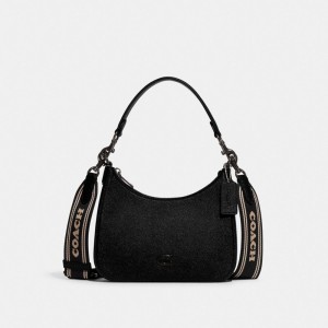 Coach Hobo Crossbody Bag With Signature Canvas Noir | COH866594