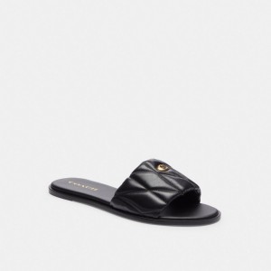 Coach Holly Sandal With Quilting Noir | COH865871