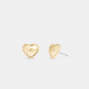 Coach Horse And Carriage Heart Stud Earrings Doré | COH866220