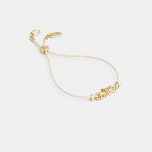 Coach Horse And Carriage Leather Slider Bracelet Doré | COH866229