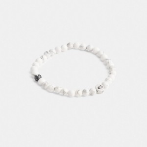 Coach Howlite Beaded Bracelet Argent Blanche | COH867011