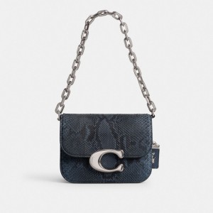 Coach Idol Bag In Python Argent Bleu Foncé | COH864801