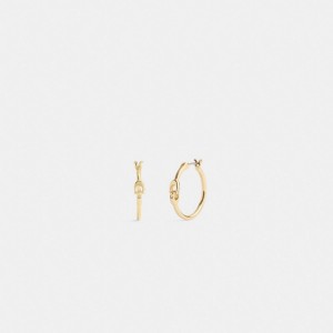 Coach Interlocking Signature Small Hoop Earrings Doré | COH866201
