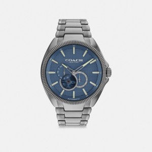 Coach Jackson Automatic Watch, 45 Mm Grise Bleu | COH866962