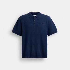 Coach Knit Polo Bleu Marine | COH866904