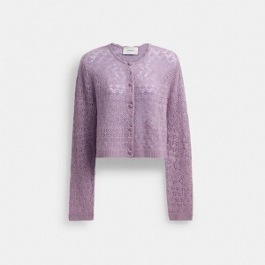 Coach Lace Knit Cardigan Violette | COH865951