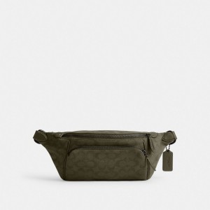 Coach League Belt Bag In Signature Canvas Jacquard Vert | COH866687