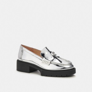 Coach Leah Loafer In Silver Metallic Argent | COH865797