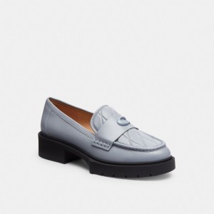 Coach Leah Loafer With Quilting Grise Bleu | COH865799