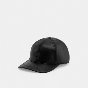 Coach Leather Baseball Hat Noir | COH867037