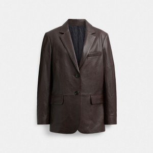Coach Leather Blazer Marron | COH865916