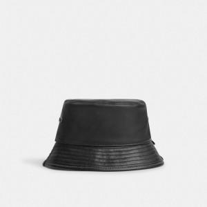 Coach Leather Bucket Hat Noir | COH867039