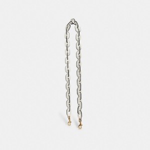 Coach Leather Covered Chain Strap Blanche | COH866434
