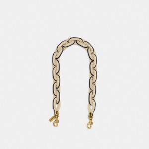 Coach Leather Covered Short Chain Strap Blanche | COH866436