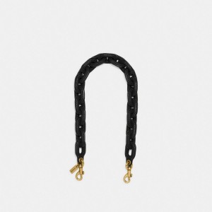 Coach Leather Covered Short Chain Strap Noir | COH866451