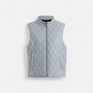 Coach Leather Quilted Vest Bleu | COH865919