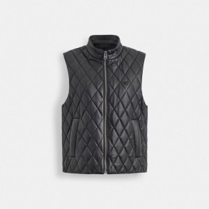 Coach Leather Quilted Vest Noir | COH865915