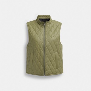 Coach Leather Quilted Vest Vert | COH865934