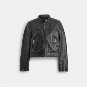 Coach Leather Racing Jacket Noir | COH865928