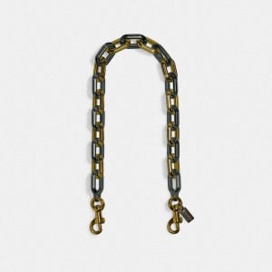 Coach Link Chain Strap Bleu Grise | COH866441