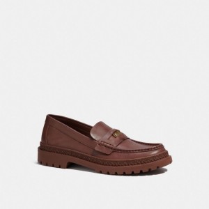 Coach Loafer With Signature Coin Marron | COH866828