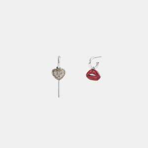 Coach Lollipop And Lips Mismatch Earrings Argent Multicolore | COH866113