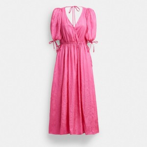 Coach Long Dress With Ties Rose | COH866071