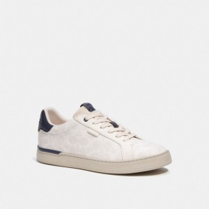 Coach Lowline Low Top Sneaker In Signature Canvas Bleu Foncé | COH866780