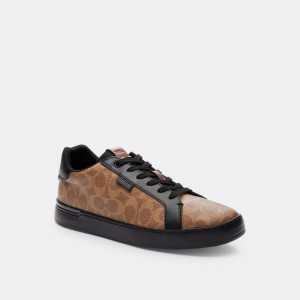 Coach Lowline Low Top Sneaker In Signature Canvas Marron Noir | COH866788