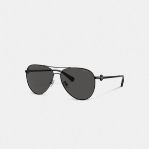 Coach Metal Aviator Sunglasses Noir | COH866345