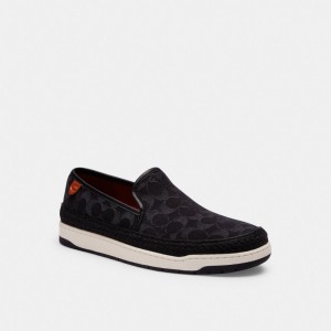 Coach Miles Espadrille In Signature Denim Noir Bleu | COH866837