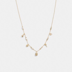 Coach Mini Iconic Charm Necklace Doré | COH866189