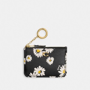Coach Mini Skinny Id Case With Floral Print Noir Multicolore | COH865713