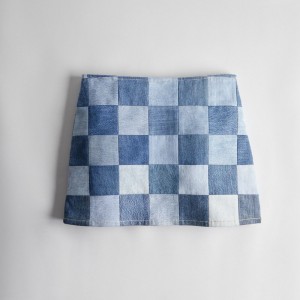 Coach Mini Skirt In Denim Checkerboard Bleu Multicolore | COH866035