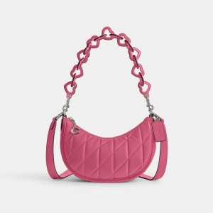 Coach Mira Shoulder Bag With Pillow Quilting And Heart Strap Argent | COH864845