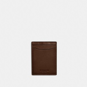 Coach Money Clip Card Case Chocolat | COH866757
