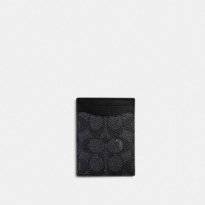 Coach Money Clip Card Case In Signature Canvas Grise | COH866756