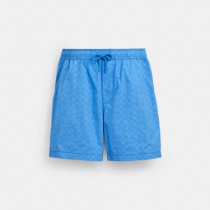 Coach Monochrome Shorts In Recycled Nylon Bleu | COH866945