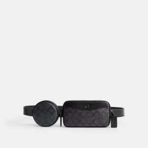 Coach Multi Pouch Belt Bag In Signature Canvas Grise | COH866682