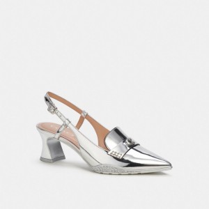 Coach Nikola Hybrid Slingback In Silver Metallic Argent | COH865743