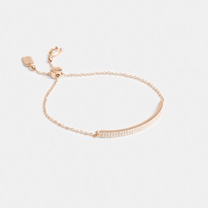 Coach Pavé Bar Slider Bracelet Rose Doré | COH866084